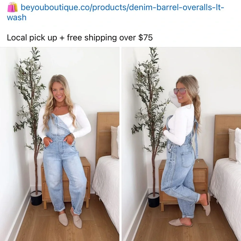 Denim Barrel Overalls - Picture 3 of 3